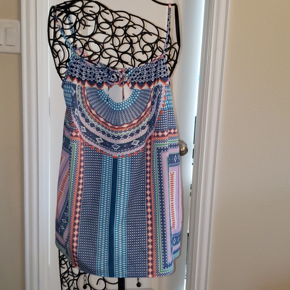 Multi colored spaghetti strap tank